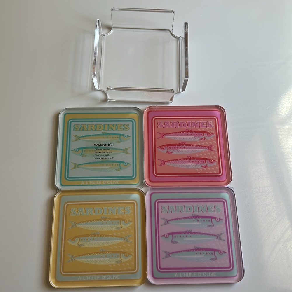 🆕 Sardine Coaster Set Acrylic by Bread + Butter - Picture 6 of 8